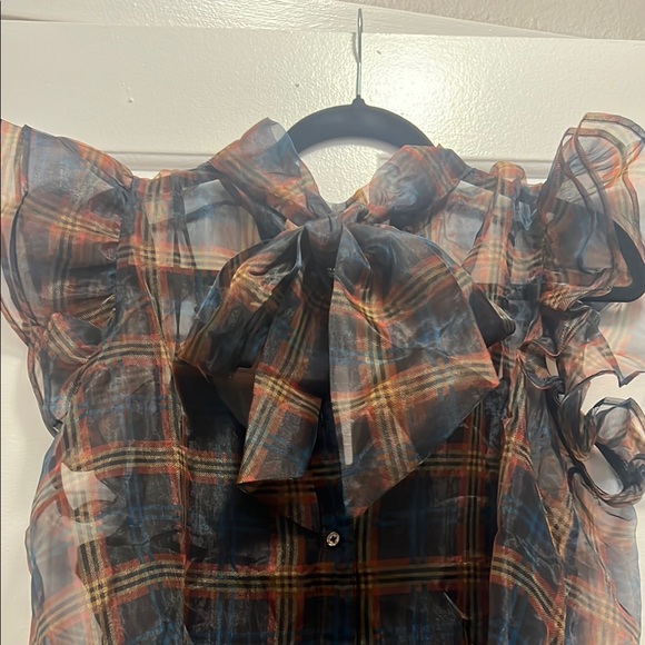 Anthropologie Tops - NWT Anthropologie Plaid Sheer Ruffle Top